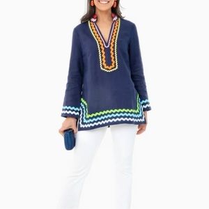 Sail to Sable Navy Tunic with Rainbow Ric Rac Detail XS